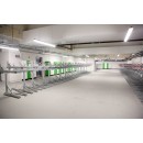 Bike racks and semi vertical bicycle lockers supplied by Larkin Engineering at Fibonacci Square Dublin